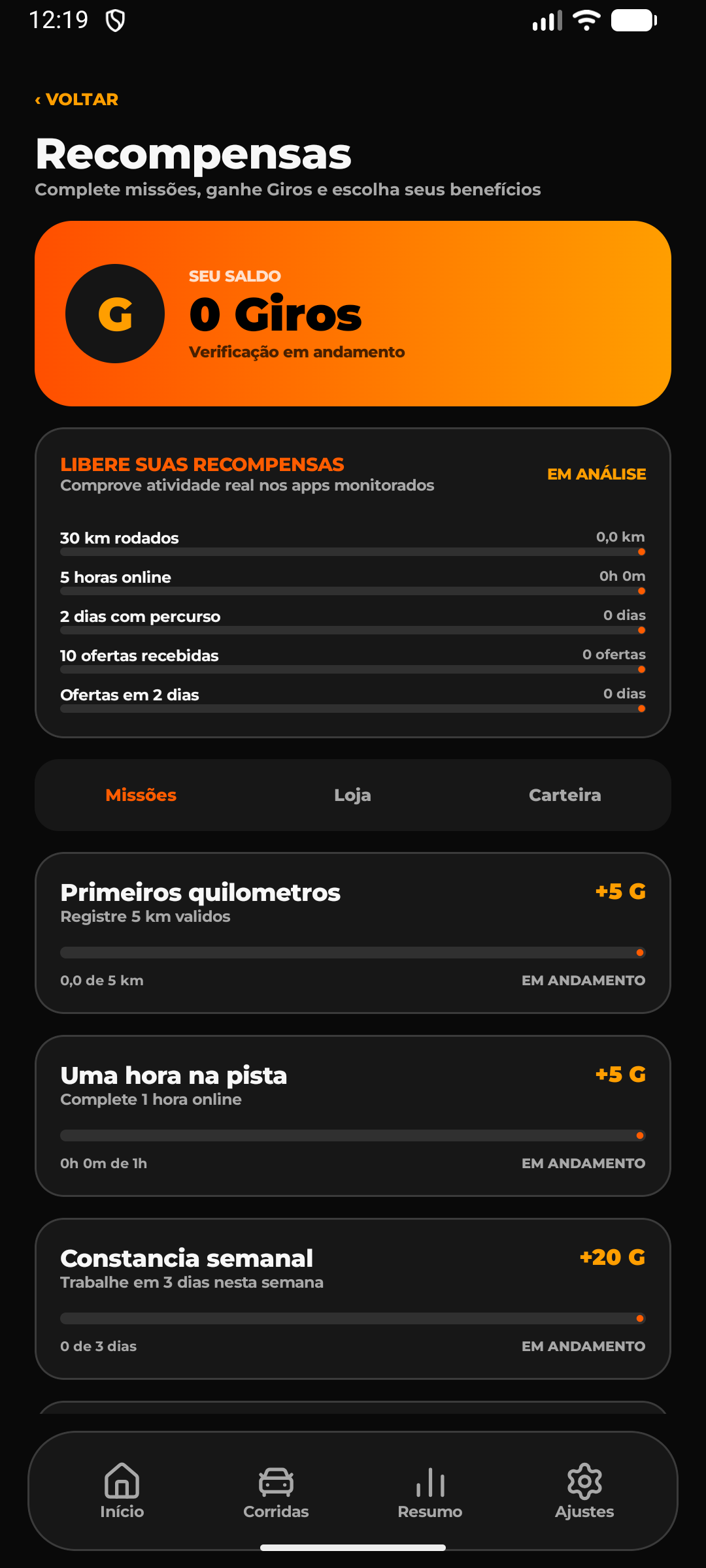 Missões e Programa de Giros no aplicativo Meu Copiloto