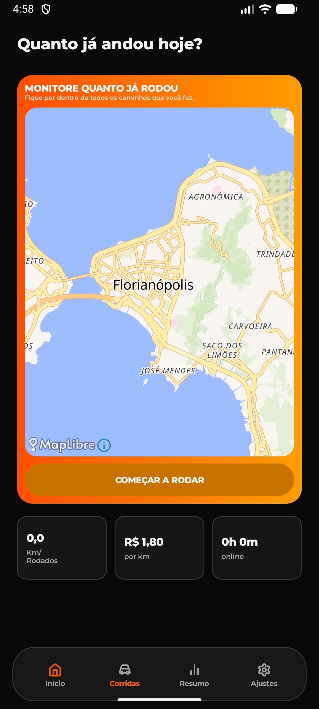 Mapa e acompanhamento de percurso do Meu Copiloto